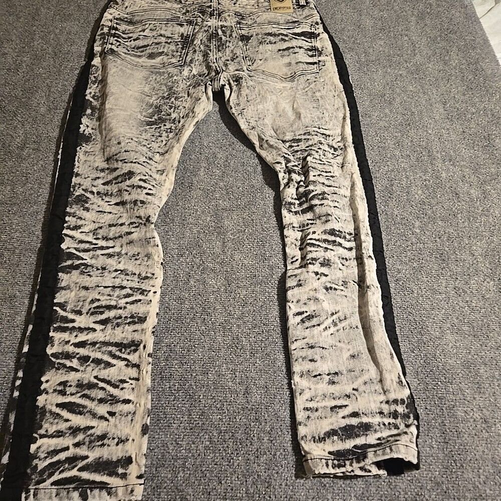 Encrypted Jeans Mens 38x32 (Fits 37x30) Acid Wash Skinny Fit Distressed Stretchy - Picture 9 of 11